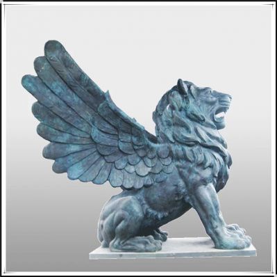 带翅膀狮子 大型西洋 铸铜狮子雕像工艺品 景观青铜狮子雕像