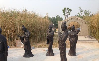 公园景区古代人物铜雕女孩雕塑