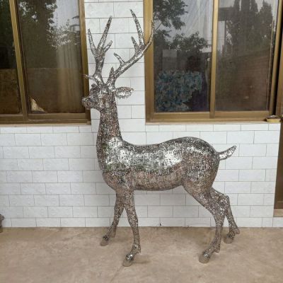 园林户外不锈钢镂空梅花鹿雕塑