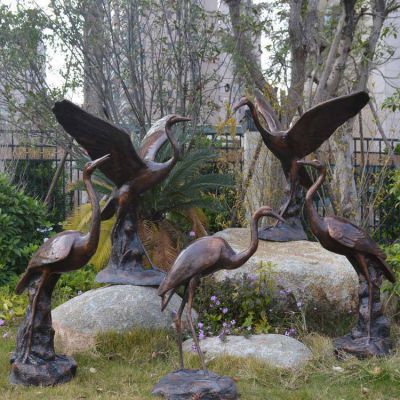园林户外铜雕丹顶鹤雕塑