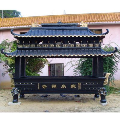 寺庙大型铸铜铁长方形香炉 摆件