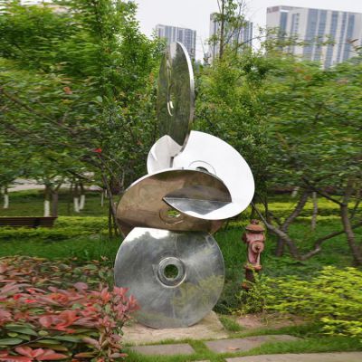 公园摆放不锈钢镜面光盘景观雕塑