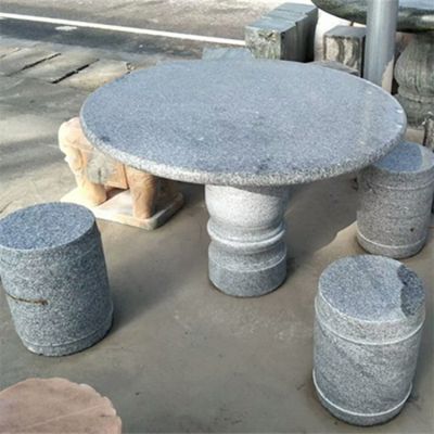 大理石石雕户外园林景观圆形石桌石凳雕塑