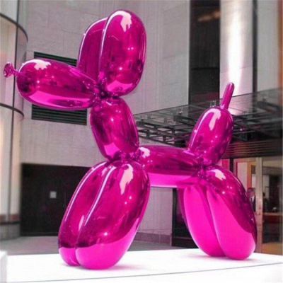 商场户外摆放玻璃钢烤漆创意气球狗雕塑