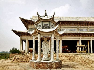 寺庙景区神像摆放古建筑凉亭雕塑