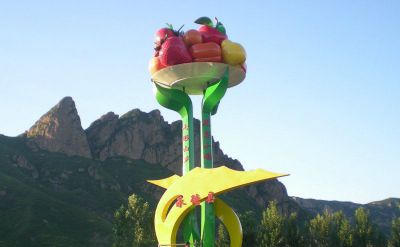 花园广场不锈钢锻造苹果雕塑