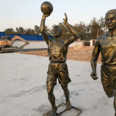 玻璃钢仿铜打篮球人物雕塑 运动人物雕塑
