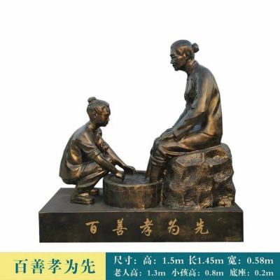 百善孝为先玻璃钢仿铜人物孝文化主题情景雕塑