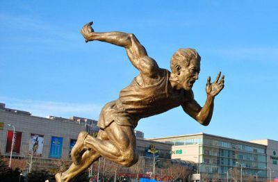 广场奔跑运动员人物玻璃钢仿铜雕塑