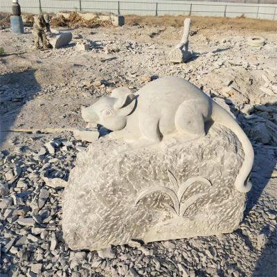 石雕老鼠，十二生肖动物雕塑
