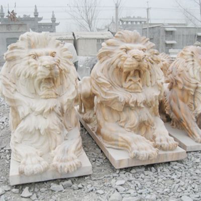公园动物园大型汉白玉石雕仿真动物狮子雕塑