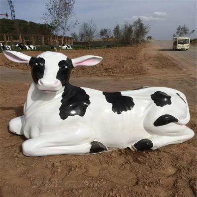 玻璃钢仿真大型奶牛雕塑户外园林农场摆件