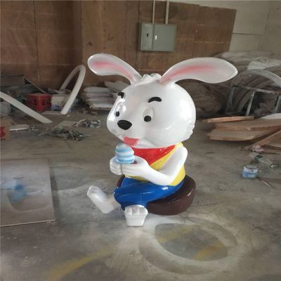 园林户外玻璃钢卡通兔子雕塑