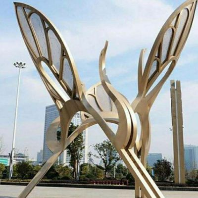 不锈钢抽象创意仙鹤广场艺术雕塑