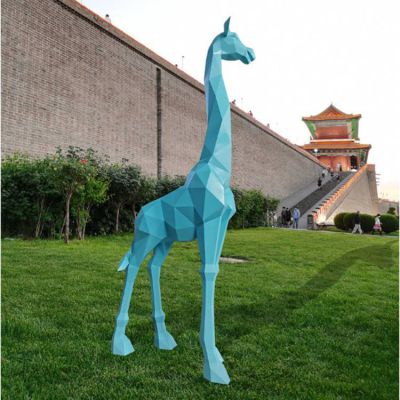 户外公园几何玻璃钢长颈鹿雕塑