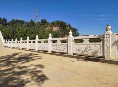 景区台阶装饰汉白玉浮雕防护栏杆