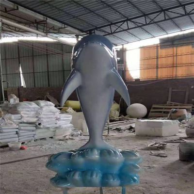 户外海洋公园摆放玻璃钢卡通海豚小品雕塑