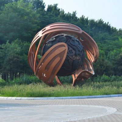 城市广场创意不锈钢圆形景观小品装饰