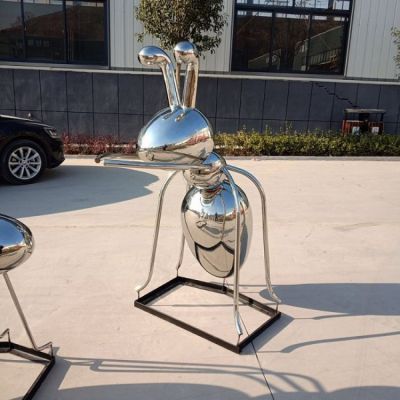 镜面不锈钢昆虫抽象蚂蚁雕塑