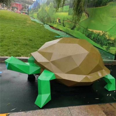 抽象玻璃钢切面几何乌龟雕塑步行街景观小品