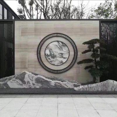 花岗岩浮雕圆形石雕壁画别墅庭院玄关影背墙