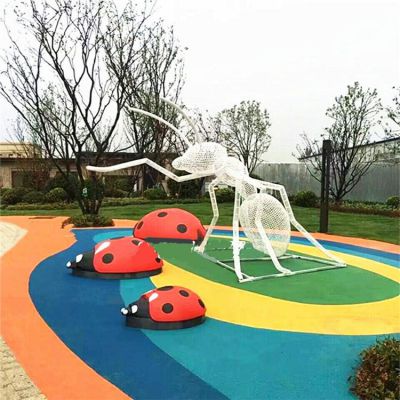 不锈钢丝网镂空蚂蚁雕塑 铁艺编织蚂蚁雕塑