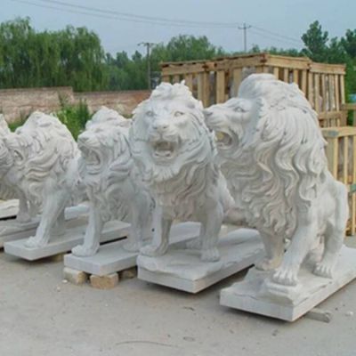 大型户外大理石石雕动物景观狮子