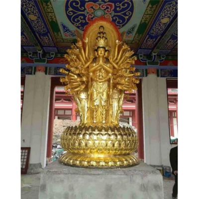 寺庙供奉黄铜铸造千手千眼观音菩萨佛像