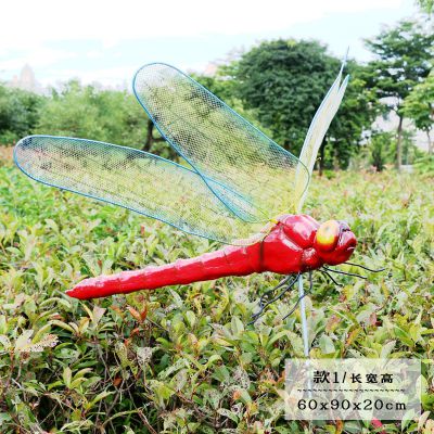 花园广场红色玻璃钢蜻蜓雕塑