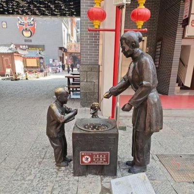 民俗小品街道卖吃食的人物雕塑