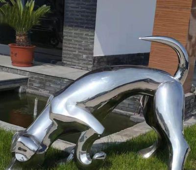 庭院别墅不锈钢创意低头觅食的狗雕塑