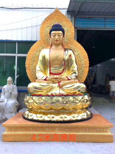 不锈钢喷金烤漆寺庙供奉的神佛如来佛祖雕塑