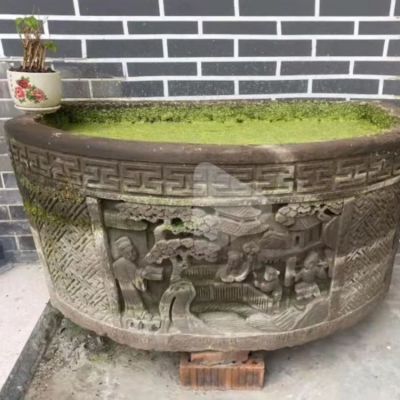 庭院仿古做旧青石石雕缸雕塑