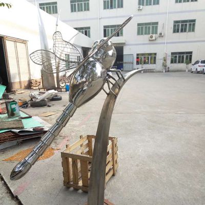 医院企业抛光不锈钢蜻蜓雕塑