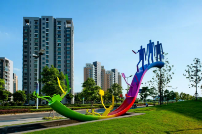 公园大型不锈钢彩绘景观雕塑