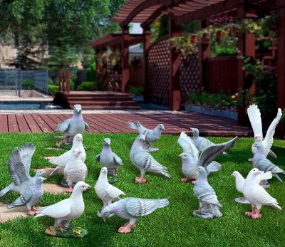 公园草坪户外仿真动物玻璃钢树脂童趣鸽子雕塑