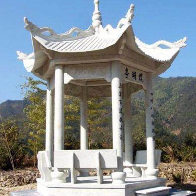 大理石石雕户外园林景观休息凉亭雕塑