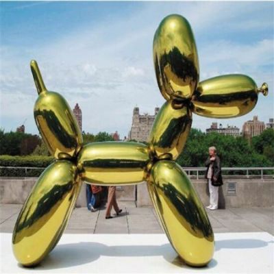 大型不锈钢镜面户外园林广场气球狗雕塑