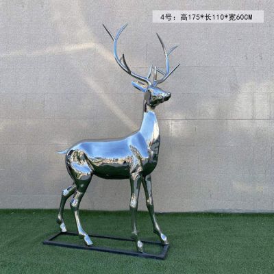 镜面不锈钢大型抽象动物梅花鹿雕塑