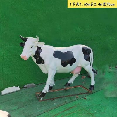 农场玻璃钢喷漆奶牛动物小品雕塑