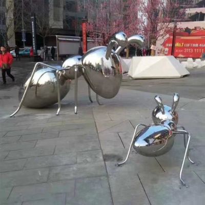 镜面蚂蚁雕塑 不锈钢动物大型金属造型摆件城市广场景观雕塑