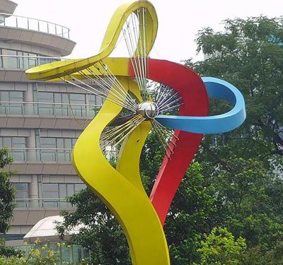 大型学院公园企业抽象不锈钢风车雕塑