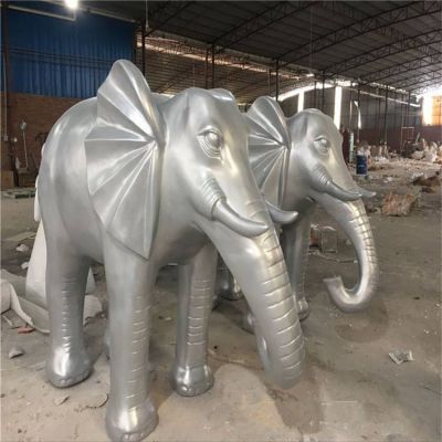户外别墅不锈钢抽象大象雕塑