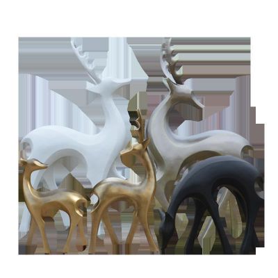 鹿雕塑-别墅小区玻璃钢抽象鹿雕塑