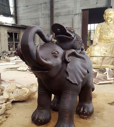 庭院户外大型不锈钢仿铜大象雕塑
