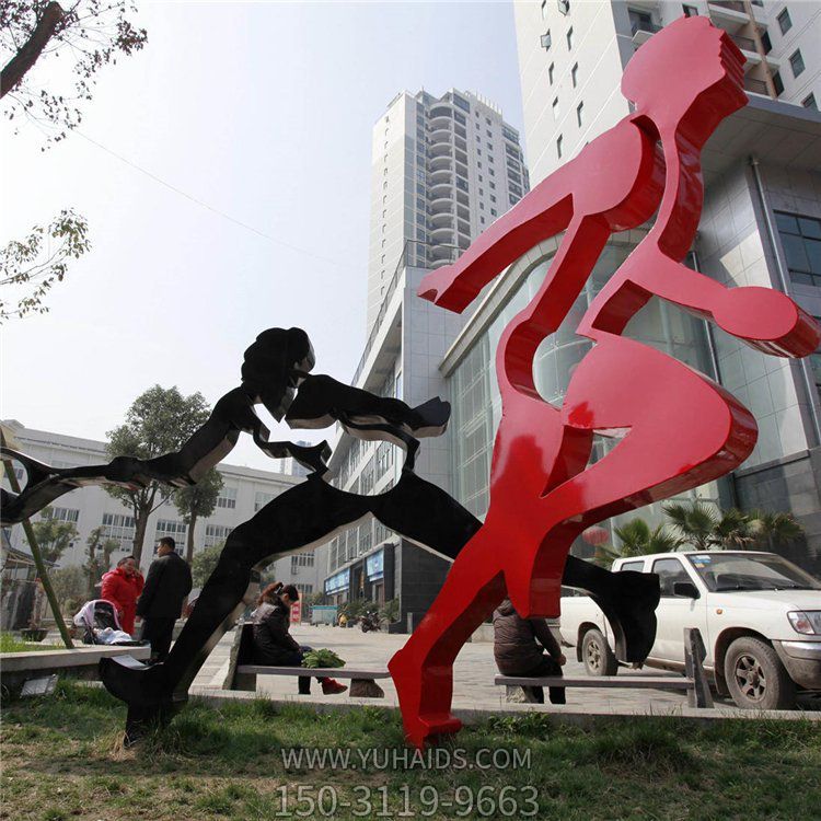 校园体育场所不锈钢抽象运动人物景观雕塑