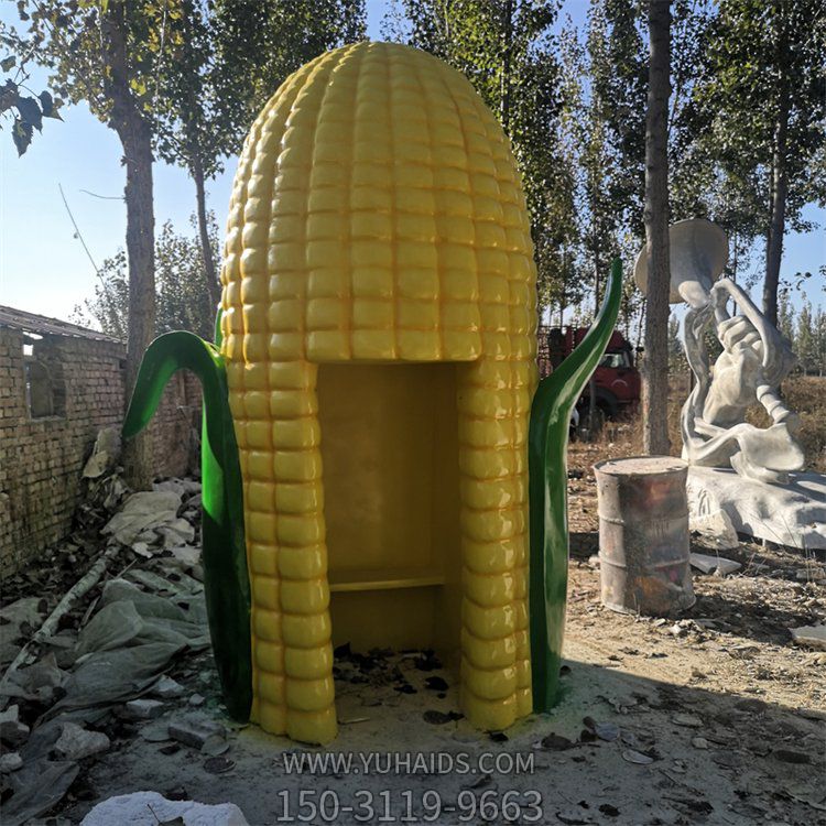 儿童游乐园装饰玻璃钢大型喷漆玉米屋雕塑