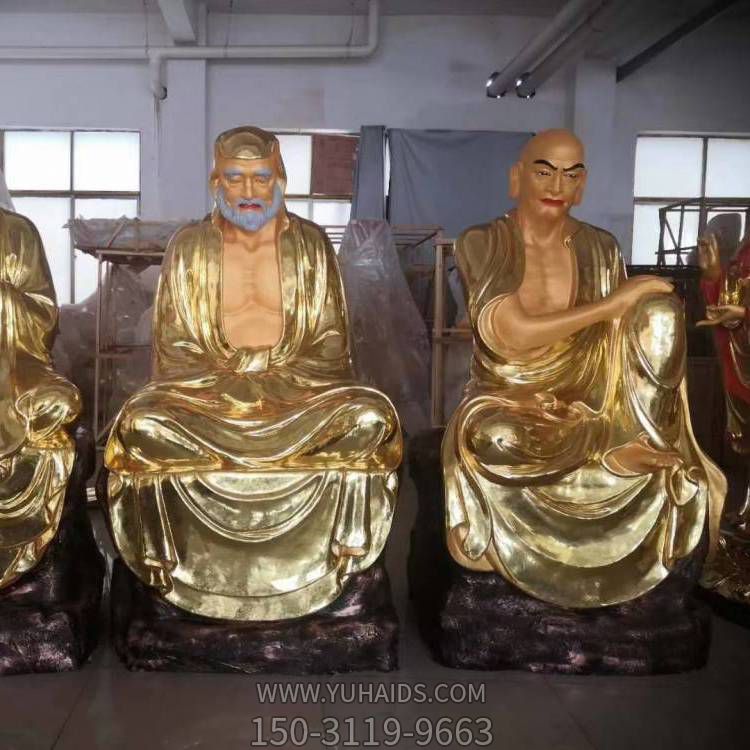 景区寺庙大型铜雕十八罗汉雕塑