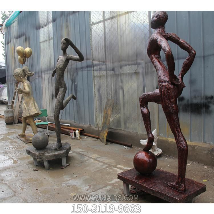 园林运动铜雕摆件 跳舞的人物雕塑