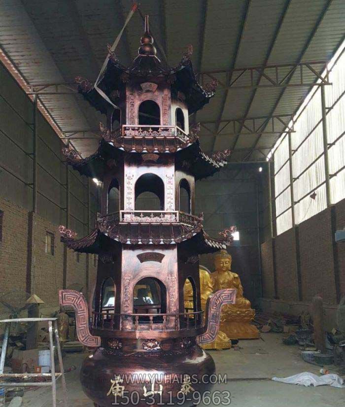 佛教烧香化宝香炉铜雕雕塑